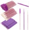 300 Pack Disposable Spoolies Brushes Sets Mascara Wand Lip Brushes Bamboo pole-shaped Handle Cotton Swab for Eyebrow Eyelash Extension Tattoo Lipstick Applicator(Purple) view 1