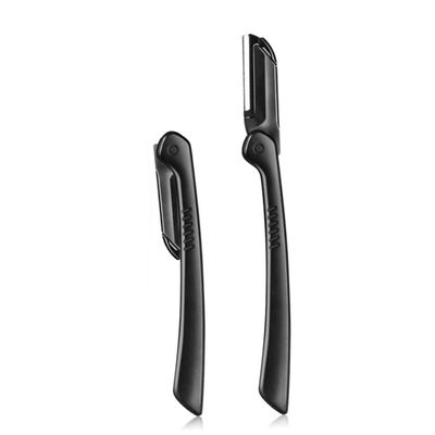 HAKIDZEL 10pcs Folding Eyebrow Shaper Stainless Steel Portable Trimmer Lightweight Non Slip Grip for Precise Brow Grooming and Facial Hair Removal at Home and Travel