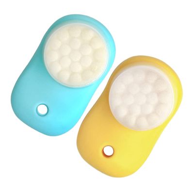 Baluue 2pcs Silicone Facial Cleansing Brush Dual Sided Manual Exfoliator for Deep Pore Cleaning and Massage Portable Lightweight Face Scrubber in Lemon Yellow and Sky Blue for Travel and