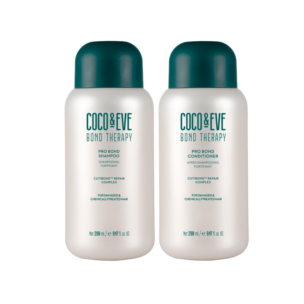 Coco & Eve Bond Therapy Pro Bond Shampoo & Conditioner Set. Strengthening Bond-Building with Cutibond Repair Complex. Nourishes & Reduces Breakage for Chemically Treated, Damaged Hair (18.94 fl oz)