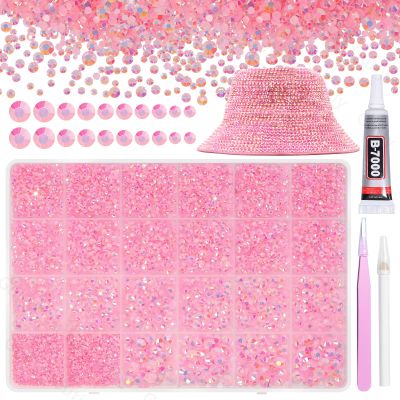 21000Pcs Light Pink Rhinestones for Bedazzling Kit, Mix Sizes Jelly Bedazzling Resin Gems, Pink AB Gems Bedazzling for Crafting, Flatback Resin Rhinestones for Craft DIY Face Makeup