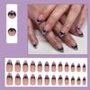 24PCS Halloween French Tip Press on Nails Purple Bat Almond Shape Fake Nails Glue on Nails Full Cover Acrylic Nails for Women Holiday Glossy Manicure view 2
