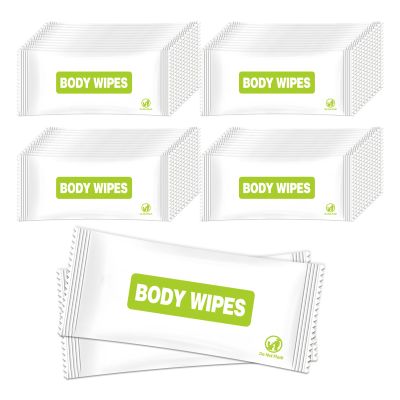Body Wipes Individually Wrapped, 200 Pack Large Adult Bathing Wipes, No Rinse, Aloe Vera Extract, Odor Removal, for Fitness, Travel and Camping