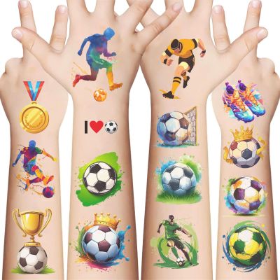 10 Sheets Soccer Temporary Tattoos for Teens - Football Sports Themed Fake Tattoo Stickers, Birthday Party Favors & Decorations (Soccer)