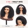 Kinky Curly Half Wig Human Hair 210 Density 3 In 1 Seamless Flip Over Half Wigs Glueless Kinky Curly Wigs Human Hair Beginner Friendly 360 Degree Flexi-fit Drawstring Headband Wig for Women 16 Inch view 2