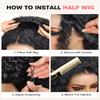 Kinky Curly Half Wig Human Hair 210 Density 3 In 1 Seamless Flip Over Half Wigs Glueless Kinky Curly Wigs Human Hair Beginner Friendly 360 Degree Flexi-fit Drawstring Headband Wig for Women 16 Inch view 3
