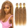 Color 27 Bundles Human Hair Honey Blonde Curly Human Hair Bundles Brazilian Grade 8A Remy Blonde Wet and Wavy Bundle Human Hair Extensions for Black Women (26 28 30 Inch) view 1