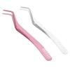 BUTIFULSIC 2pcs Stainless Steel Eyelash Tweezers with Comb Convenient False Eyelash Applicator for Women Durable Small Beauty Tool for Precision Lash Extension and Removal Pink and Silver view 1