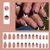 24Pcs Halloween French Tip Press on Nails Black White Almond Shaped Fake Nails Bat Glue on Nails Full Cover Acrylic Nails for Women Holiday Glossy Manicure Decoration view 2