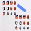 24Pcs Halloween Press on Nails Short Rounded Ghost Pumpkin Fake Nails Orange Black Glue on Nails Full Cover Acrylic Nails for Women Holiday Cute Nail Decoration view 2
