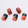 24Pcs Halloween Press on Nails Short Rounded Ghost Pumpkin Fake Nails Orange Black Glue on Nails Full Cover Acrylic Nails for Women Holiday Cute Nail Decoration view 4