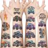 10 Sheets Monster Truck Temporary Tattoos for Teens - Race Car Themed Fake Tattoo Stickers, Birthday Party Favors & Decorations (Monster) view 1