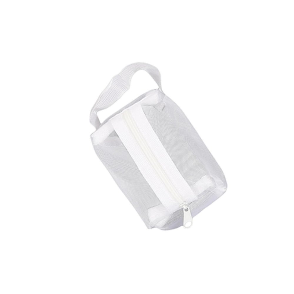 1Pc Portable Cosmetic Bag & Coin Pouch -Mini Travel Carry Zippered Square Mesh Storage(White).