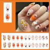 24Pcs Halloween Press on Nails Medium Almond Cute Pumpkin Ghost Fake Nails With Glue White Spider Web Glossy Full Cover Acrylic Nails Reusable for Women Halloween Cute Nail Art Supplies view 2