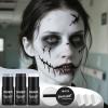 YBUETE Black White Grey Face Body Paint Stick Set with Translucent Setting Powder and 3 Sponges, Professional Full Coverage Face Painting for Adults Halloween Cosplay SFX Skeleton Monster Makeup view 3