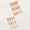 24pcs Halloween French Tip Press on Nails Spider Medium Coffin Fake Nails Spider Web Green Heart Shape Glue on Nails Full Cover Acrylic Nails for Women Holiday Orange Green French Nail view 2