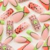 24pcs Halloween French Tip Press on Nails Spider Medium Coffin Fake Nails Spider Web Green Heart Shape Glue on Nails Full Cover Acrylic Nails for Women Holiday Orange Green French Nail view 3