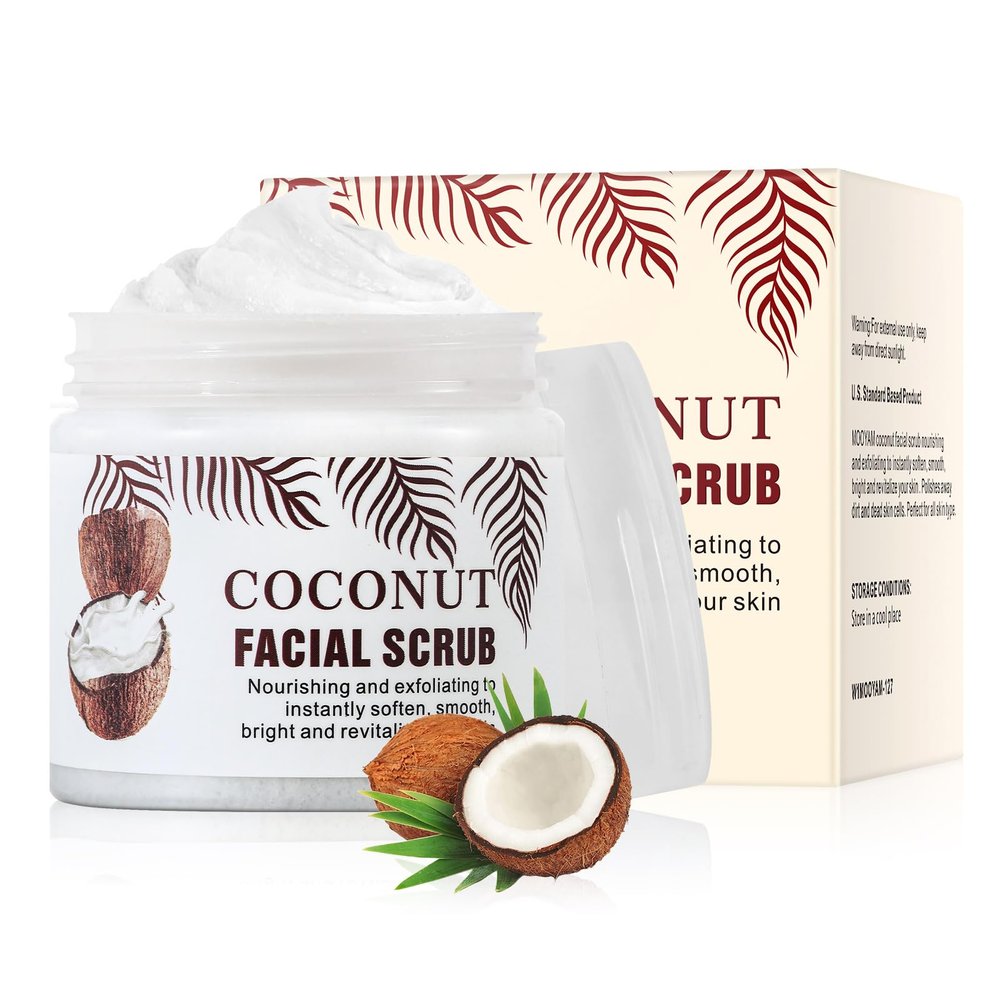 Facial Scrub & Face Exfoliator, Exfoliating Facial Wash with Coconut Facial Scrub Exfoliator - Spa Quality Exfoliating Mask, Deep Cleansing Face Wash Cleanser for Women