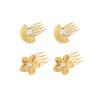 4Pcs Retro Hair Combs Golden Flower Vintage Hair Comb with Pearls Accessories Enhance Temperament view 1