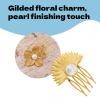 4Pcs Retro Hair Combs Golden Flower Vintage Hair Comb with Pearls Accessories Enhance Temperament view 3