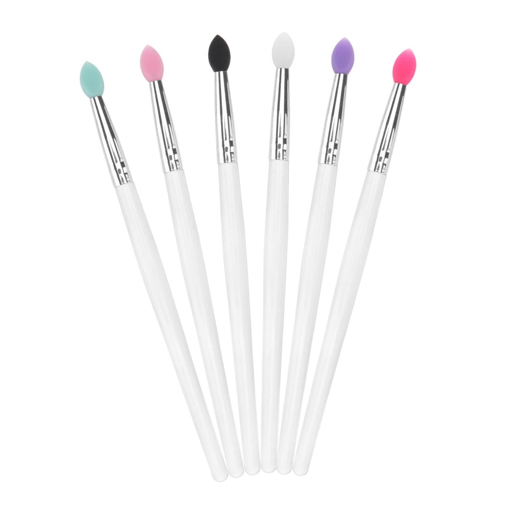 DECHOUS 6PCS Large Sequined Silicone Eyeshadow Brushes Mixed Colors Travel Friendly Eye Makeup Tools Durable and Easy to Carry for Professional and Home Use