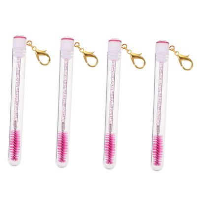 FOMIYES 4pcs Eyelash Brush Tubes with Diamond Keychain Portable Mascara Wands for Eyebrow and Lash Application Durable Plastic and Travel Friendly Makeup Tool