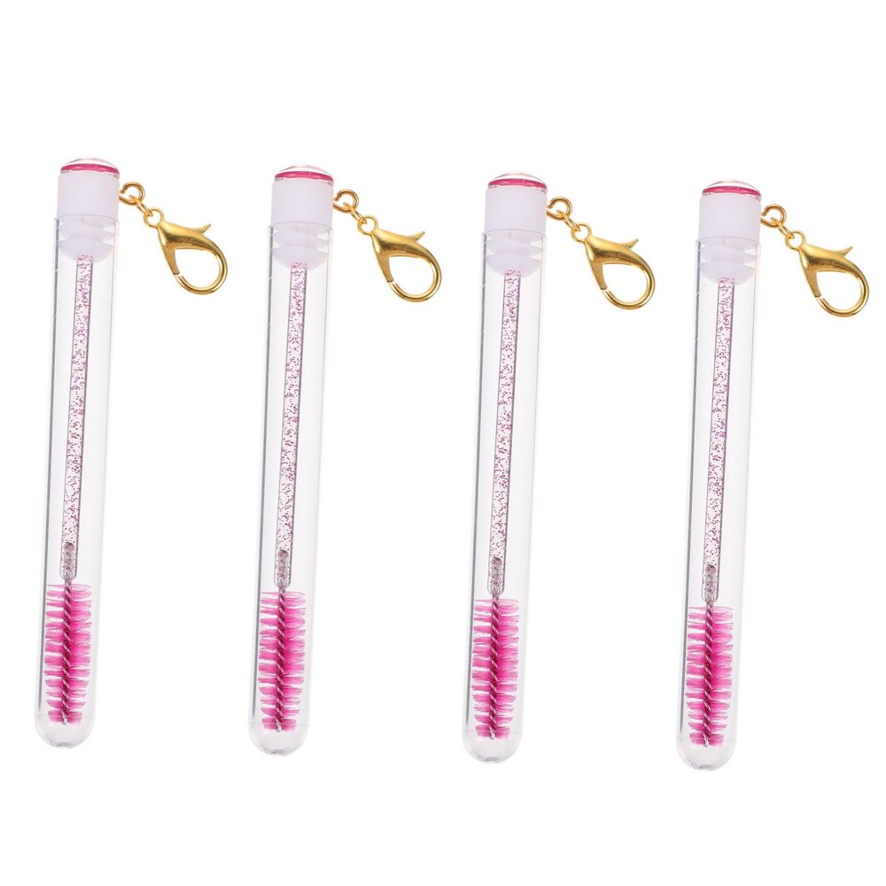 FOMIYES 4pcs Eyelash Brush Tubes with Diamond Keychain Portable Mascara Wands for Eyebrow and Lash Application Durable Plastic and Travel Friendly Makeup Tool