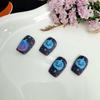 24Pcs Halloween Press on Nails Short Square Blue Orange Pumpkin Fake Nails with Design Black Full Cover Acrylic Nails for Women Holiday Matte Manicure Decoration view 4