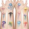 10 Sheets Animals Jellyfish Temporary Tattoo Stickers for Kids Girls Boys Arm, Long Lasting Temp Bulk Colorful Ocean Jelly Fish Decals Fake Tattoo Stickers Body Face, Party Favor Supplies (Jellyfish) view 1