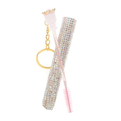 HAPINARY Portable Lash Wand with Crystal Handle Multifunctional Eyelash Brush for Mascara Application and Lash Separation Compact Travel Cosmetic Brush with Keyring Gentle and Easy to Clean