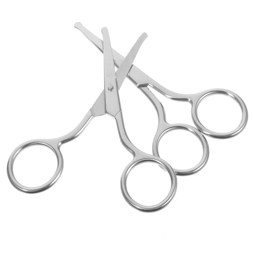 MUSISALY 2Pcs Stainless Steel Nose Hair Trimming Scissors with Rounded Tips Multi Purpose Eyebrow Grooming Scissors for Facial Hair Shaping Portable and Skin Friendly Design for Travel Use