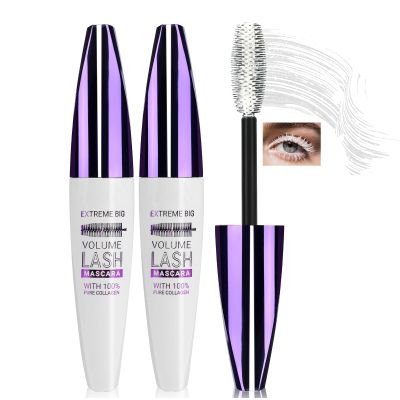 2PCS White Mascara for Eyelashes, 5D Colored Mascara WaterproofNatural CurlingLengthening Curling rimel de pestaas Volumefor Women Eye Makeup Cosplay & Parties