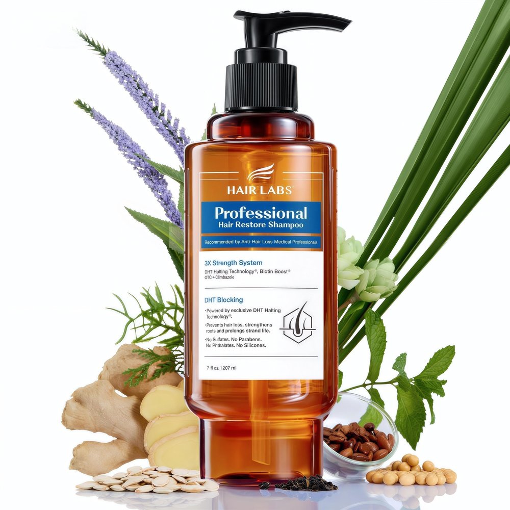 Hair Labs Professional Strength Hair Restore Shampoo for Men, DHT Blocker for Hair Loss and Thinning Hair, Biotin Shampoo Infused with Rosemary Oil for Hair Growth, Sulfate-Free, Color-Safe, 7 Fl Oz