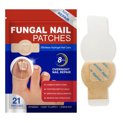 Nail Patches 21Pcs, Toenail Care Treatment Extra Strength, 8-Hour Overnight Hydrogel Nail Repair Patches for Damaged Nails, Improve Toenails Texture & Thickening