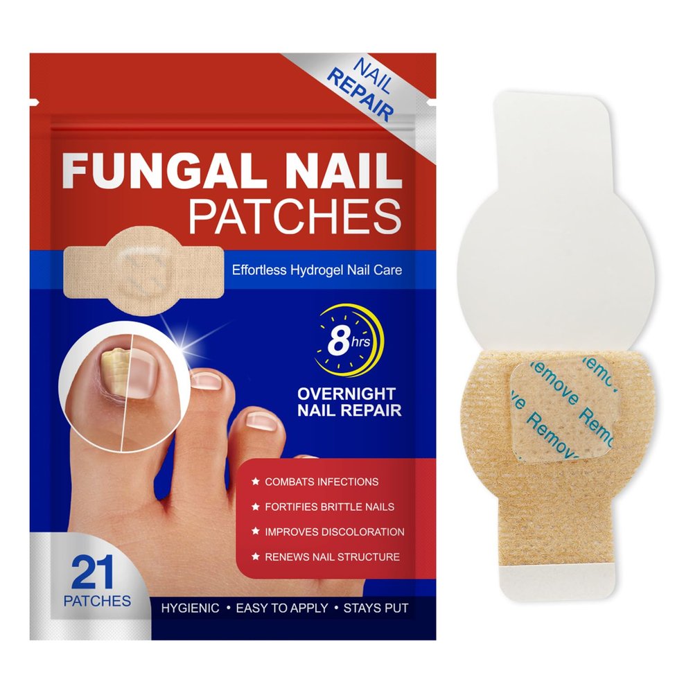 Nail Patches 21Pcs, Toenail Care Treatment Extra Strength, 8-Hour Overnight Hydrogel Nail Repair Patches for Damaged Nails, Improve Toenails Texture & Thickening
