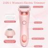 Electric Shaver for Women, 2 in 1 Wet & Dry Waterproof Hair Removal with 2 Removable Heads, Rechargeable Cordless Silk Glide Pro Shaver for Leg Arm Underarm Bikini Area, IPX7 Waterproof, Pink view 2