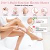 Electric Shaver for Women, 2 in 1 Wet & Dry Waterproof Hair Removal with 2 Removable Heads, Rechargeable Cordless Silk Glide Pro Shaver for Leg Arm Underarm Bikini Area, IPX7 Waterproof, Pink view 3