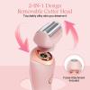 Electric Shaver for Women, 2 in 1 Wet & Dry Waterproof Hair Removal with 2 Removable Heads, Rechargeable Cordless Silk Glide Pro Shaver for Leg Arm Underarm Bikini Area, IPX7 Waterproof, Pink view 4