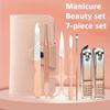 7 Pieces Stainless Steel Colorful Nail Clippers Manicure Set with Leather Bag Care Tools Grooming Kit view 3