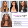 12Inch Highlight Ombre Headband Wig Human Hair Deep Wave Human Hair Wigs for Black Women #4/27 Honey Blonde Glueless Machine Made Brazilian Virgin Deep Wave Half Wig Human Hair view 3