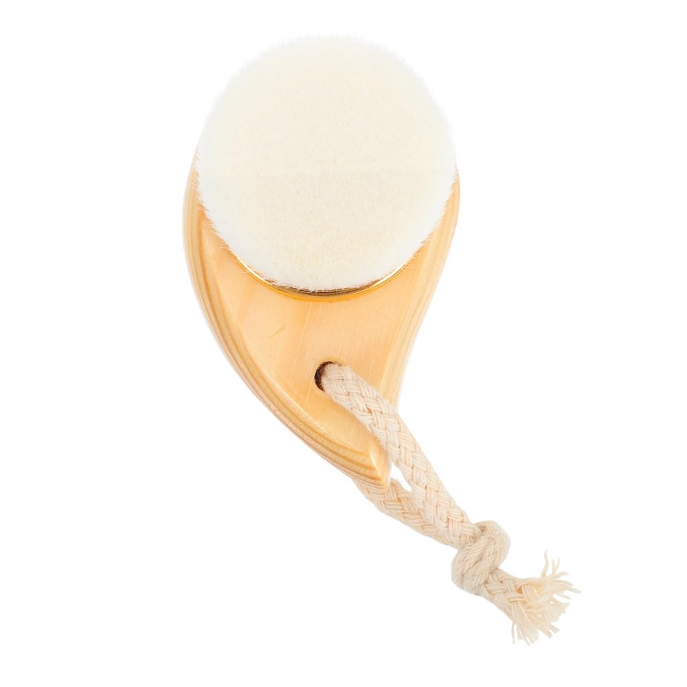 Baluue Wood Handle Face Cleansing Brush with Smooth Rounded Bristles for Gentle Exfoliation and Makeup Removal Facial Scrubber for Pore Unclogging and Dead Skin Removal Suitable for Daily