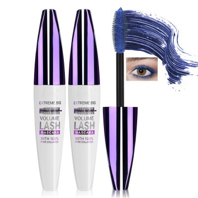 2PCS Blue Mascara for Eyelashes, 5D Colored Mascara WaterproofNatural CurlingLengthening Curling rimel de pestaas Volumefor Women Eye Makeup Cosplay & Parties