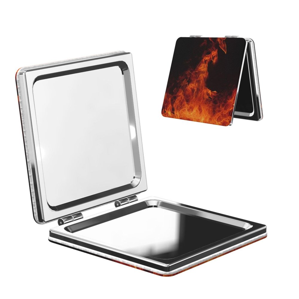 DWVTSLH Dancing Fire Compact Mirror for Purse, Double-Sided 2X/1X Magnifying Mirror for Women Men, Travel Makeup Mirror for Handbag, Handheld Vanity Mirror for Gift