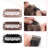 120 Pcs 6-Teeth U-Shape Wig Clips Hairpieces Snap Clips Hair Extension Hairclips for 32mm Clip-ins Brown Black Making Accessories Set Tools Women view 3