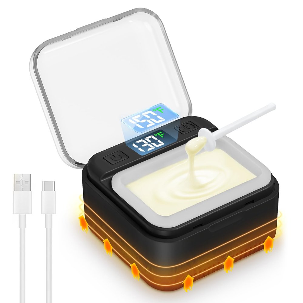 FullWoyi Nose Wax Kit Men,Nose Ear Hair Removal with Adjustable LED Display for Men Women,Single Mini Wax Warmer for Travel or Home Use,Constant Temp,USB Heated,Portable,Black
