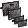 4 PCS Heart Printed Mesh Purse Organizer Pouches, Portable Travel Mesh Makeup Bag Set Zipper Cosmetic Bags Small Toiletry Bag with Zipper Black Makeup Purse Bags for Home Offices Travel Accessories view 1
