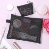 4 PCS Heart Printed Mesh Purse Organizer Pouches, Portable Travel Mesh Makeup Bag Set Zipper Cosmetic Bags Small Toiletry Bag with Zipper Black Makeup Purse Bags for Home Offices Travel Accessories view 3