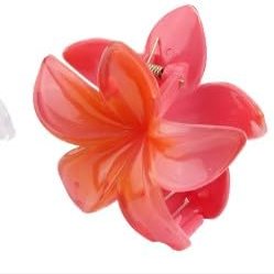 Flower Hair Claw Clips - Hawaiian for Women | Plumeria for Thin | Strong Hold jaw clip | Claw Clips for Girls| Preppy Flower Hair Clip (White)