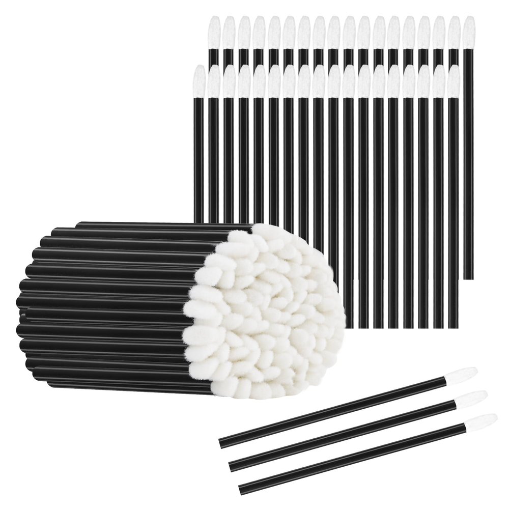 Chanaco 50Pcs Lip Wands Applicators Disposable Black Lip Brushes for Lipstick Lip Gloss Testers Wands Lint Applicator Makeup Beauty Tools for Women