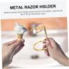 Beaupretty Metal Razor and Brush Holder Stand with Nonslip Base Gold Shaving Rack Organizer for Mens Bathroom Stable Storage for Razors and Brushes Stylish Shaving Accessory to Keep view 3